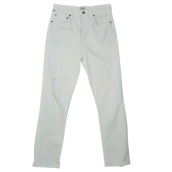 CITIZENS OF HUMANITY JOLENE Women's High Rise Straight Distressed White Size 27 - Picture 1 of 16